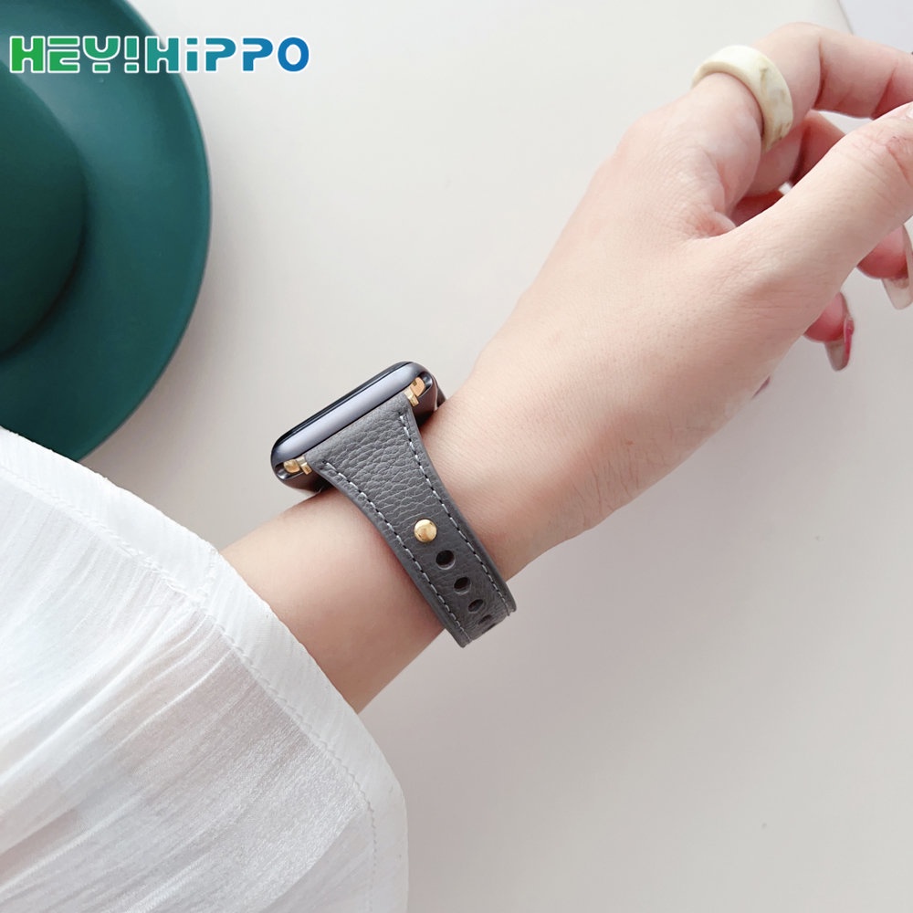 Dây Đeo Bằng Da Cừu Có Khóa Kim Loại Cho Đồng Hồ Thông Minh series 8 / 7 / 6 / SE / 5 / 4 iwatch 45 / 44 / 42 / 41 / 40 / 38mm