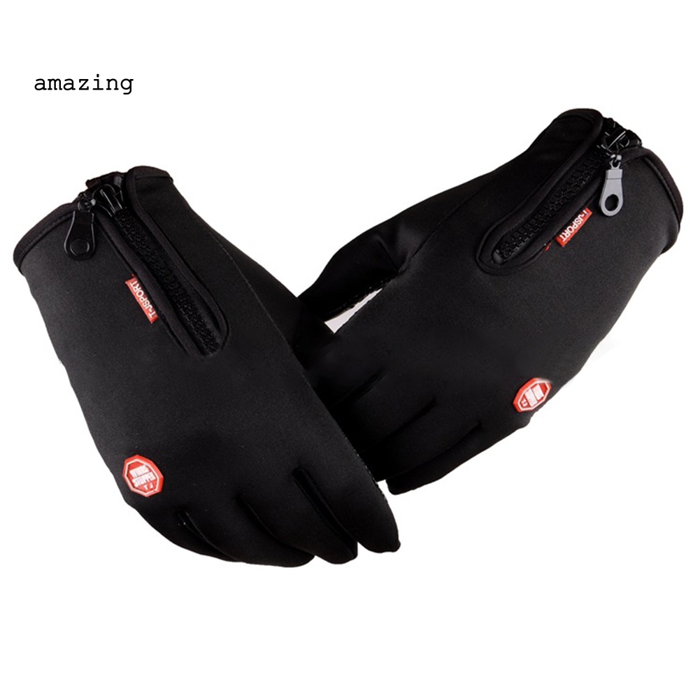 1 Đôi Găng Tay Đạp Xe Cảm Ứng Toàn Diện Chống Nước Có Khóa Kéo Unisex