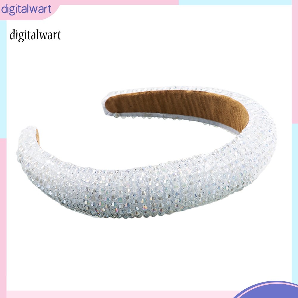 Kỹ Thuật Số| Băng Đô Cài Tóc Bản Rộng Bằng Xốp Giả Pha Lê Sáng Bóng Sành Điệu Cho Nữ