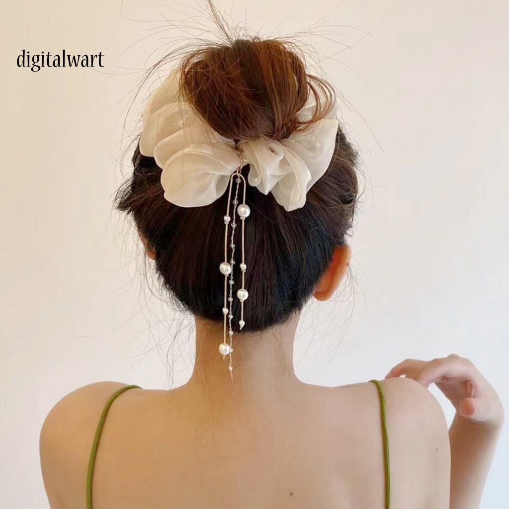 Kỹ Thuật Số| Dây Buộc Tóc Co Giãn Đính Ngọc Trai Giả Xinh Xắn Cho Nữ