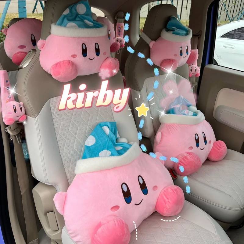 Kirby Car Plush Pillow Blanket Cartoon Automotive Headrest Neck Pillow Girls Cute Birthday Gift 9RL7