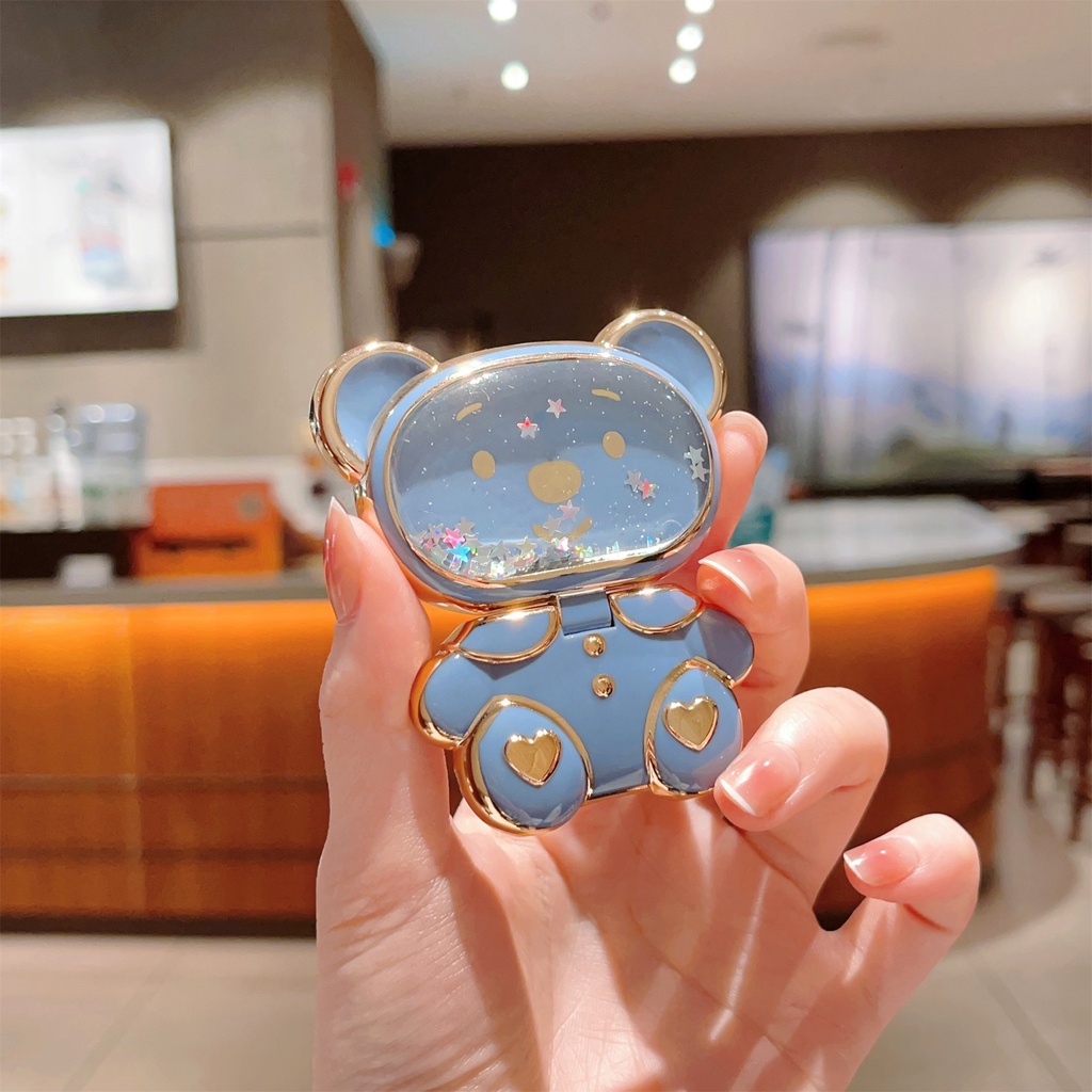 Ốp Điện Thoại Hình Gấu Hoạt Hình Có Túi Khí Và Dây Đeo Ngón Tay Cho iphone