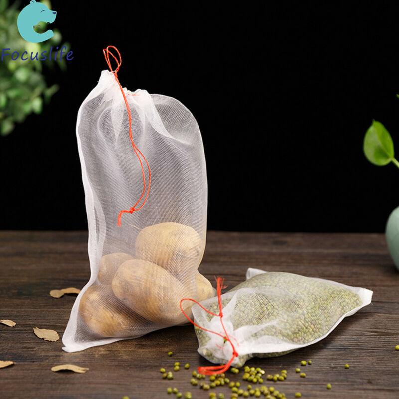 Bộ 10 Túi Lưới Dây Rút Đựng Trái Cây Tái Sử Dụng Tiện Lợi 2019