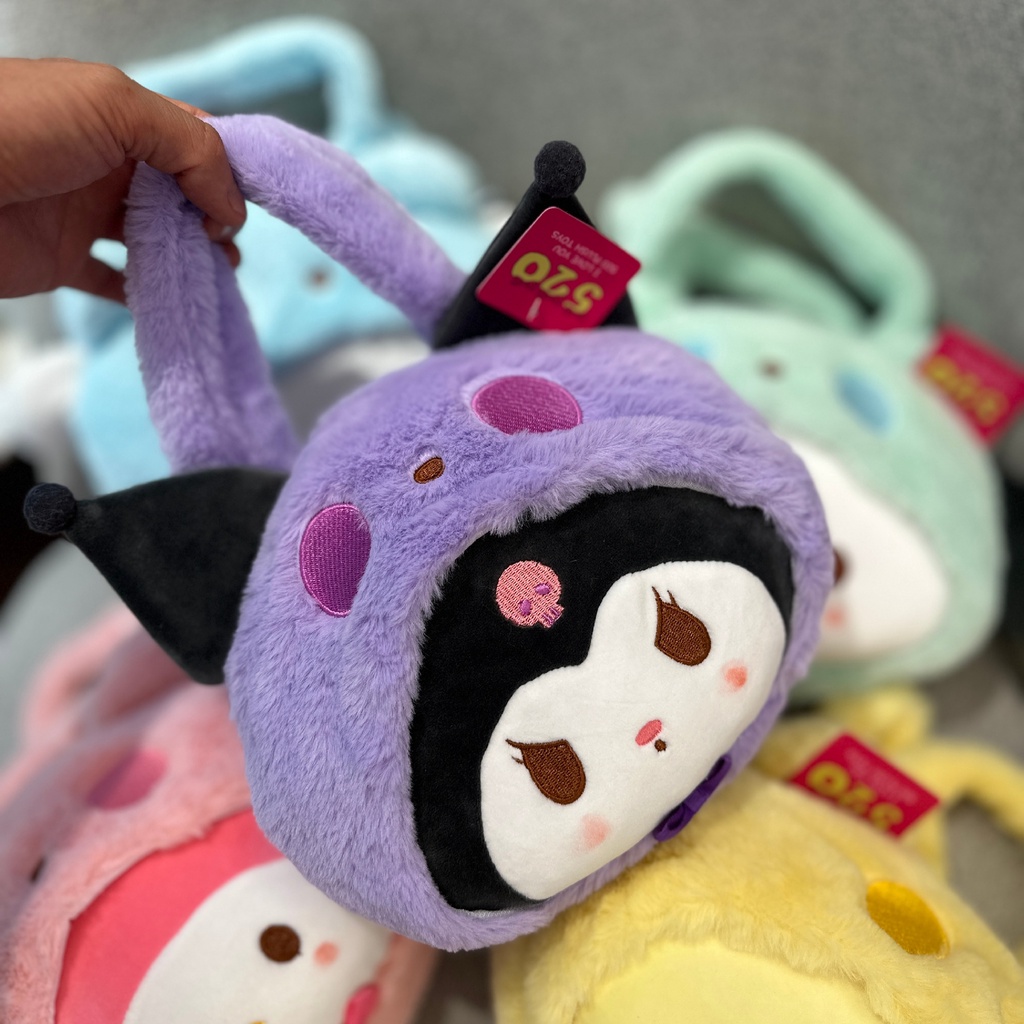 Túi Xách Đeo Vai Nhồi Bông Mềm In Hoạt Hình Kuromi Melody Dễ Thương