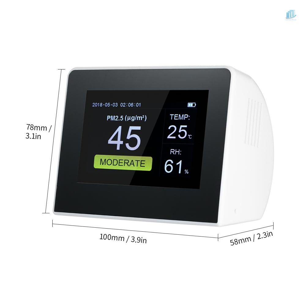 Thiết Bị Kiểm Tra Chất Lượng Không Khí Đa Năng HCHO &amp; TVOC Co2M CO2 Với Pin Sạc