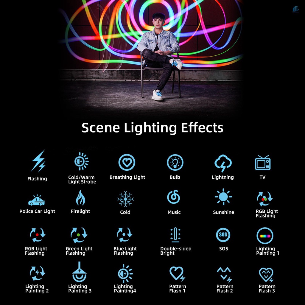 Đèn LED Hai Mặt 2500K-9000K 24 Cảnh Báo Kèm Kẹp Màn Hình Tiện Dụng