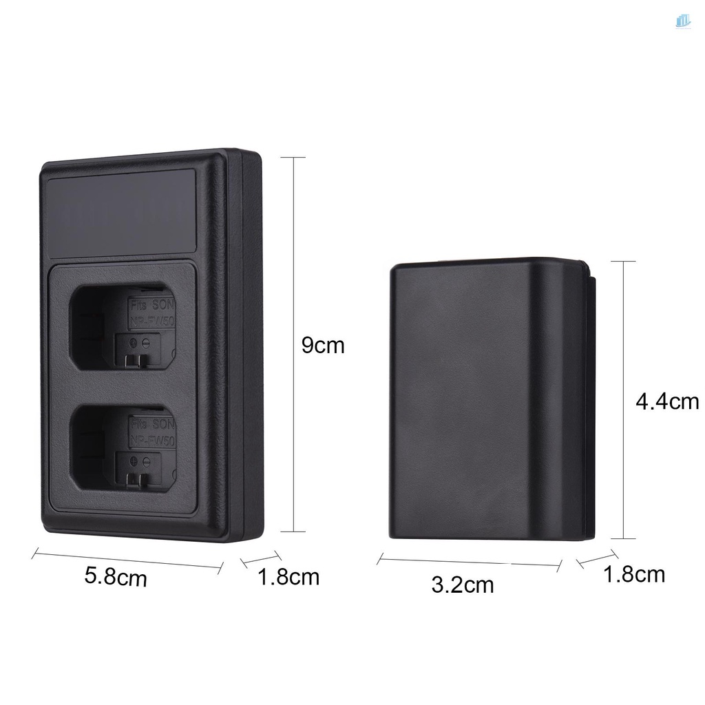 Bộ Sạc Pin Thông Minh NP-FW50 1 Kênh Kép + 2 Pin Sạc 7.4V 1500mAh NP-FW50