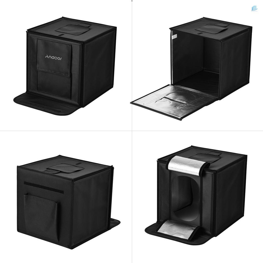 ANDOER Hộp Đèn LED Chụp Ảnh Di Động 4 Màu 16inch / 40cm Có Thể Xếp Gọn Với Phích Cắm EU