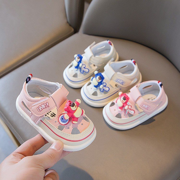 Giày Sandal Tập Đi Đế Mềm Chống Trượt Hoạ Tiết Hình Gấu Cho Bé Từ 0-3 Tuổi mã C-5
