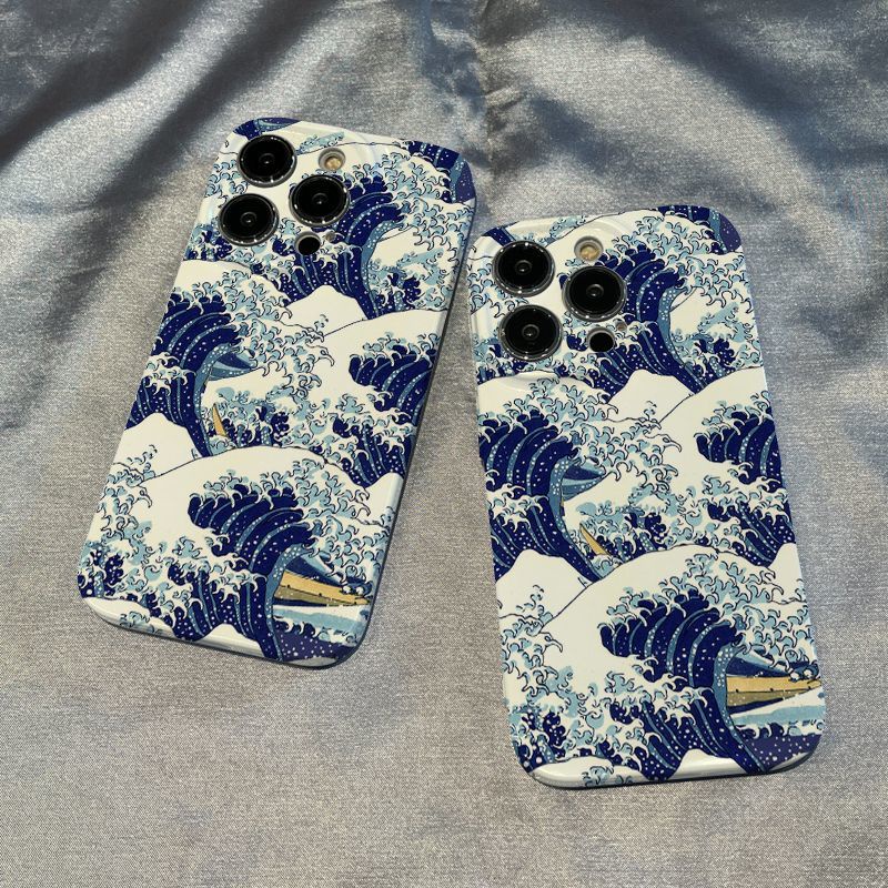 Ốp Điện Thoại Bảo Vệ Toàn Diện Họa Tiết Sóng Biển Phong Cách Nhật Bản Dành Cho Iphone 8promax / Plus Xs 7 / 13 Xr 11 12 / 14