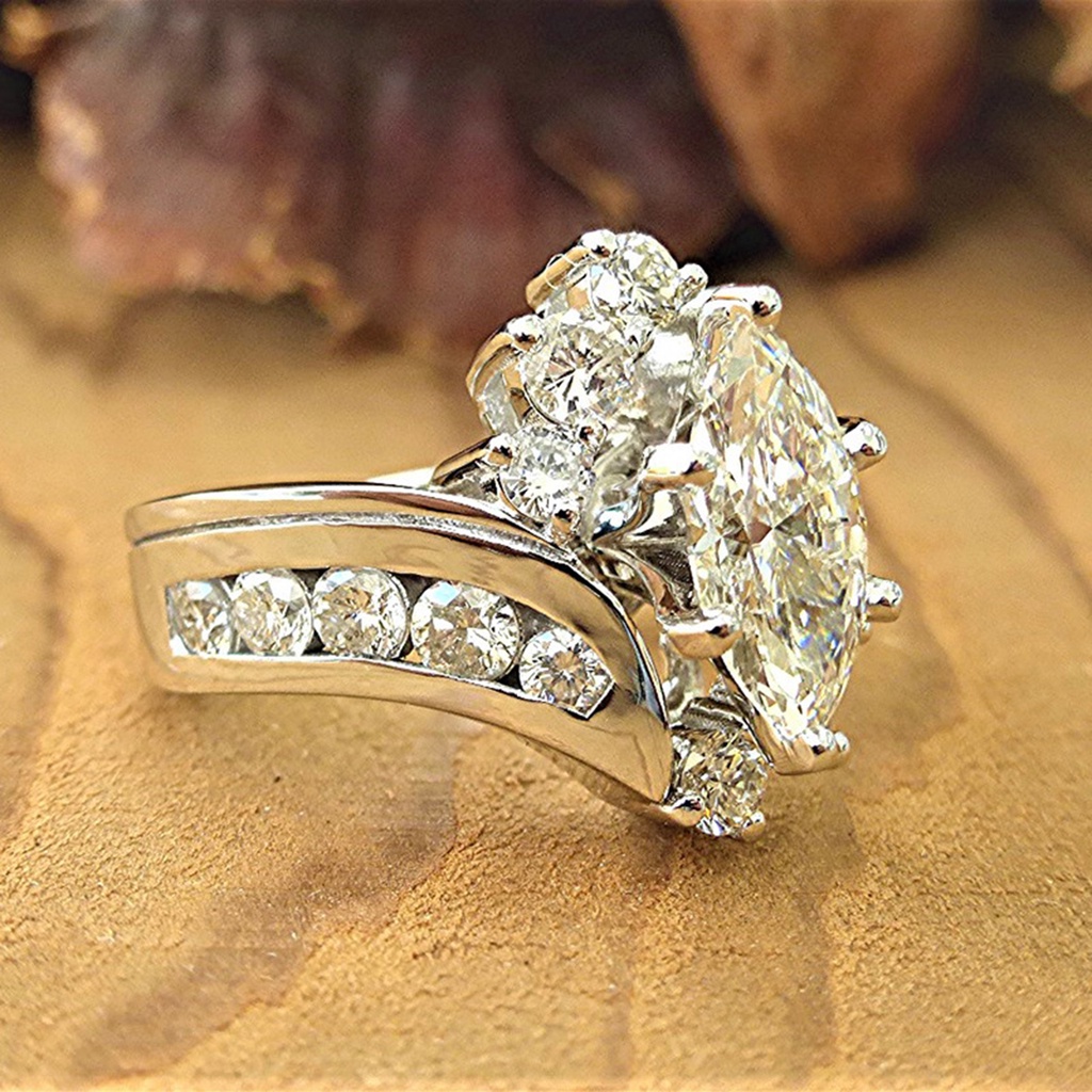 Nhẫn Đính Đá Zircon Lấp Lánh Thời Trang Không Gây Kích Ứng Dễ Sử Dụng