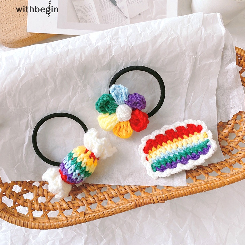 Kẹp Tóc Đan Len Thủ Công Hình Hoa Mưa Dễ Thương Cho Bé Gái