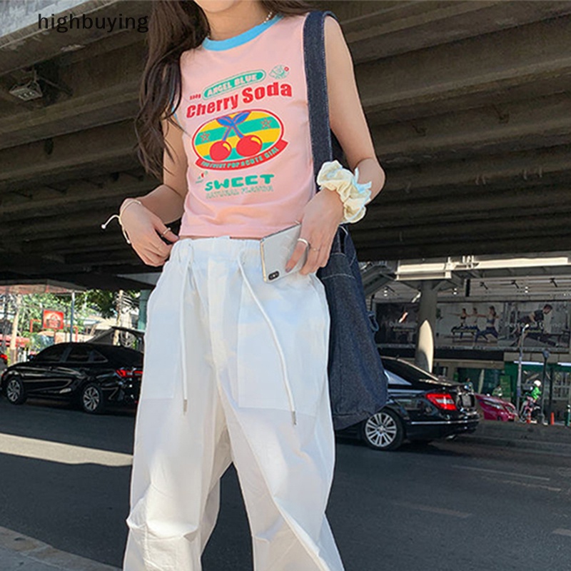 Áo Croptop Sát Nách Cổ Tròn In Họa Tiết Cherry Thời Trang Mùa Hè Cho Nữ