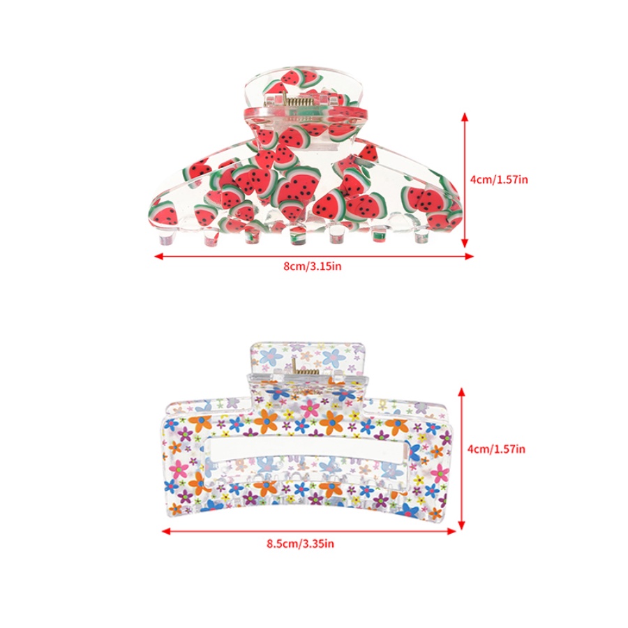 Kẹp Tóc Đuôi Ngựa Bằng Acrylic Trong Suốt In Họa Tiết Đơn Giản Thời Trang Phong Cách Hàn Quốc Cho Nữ