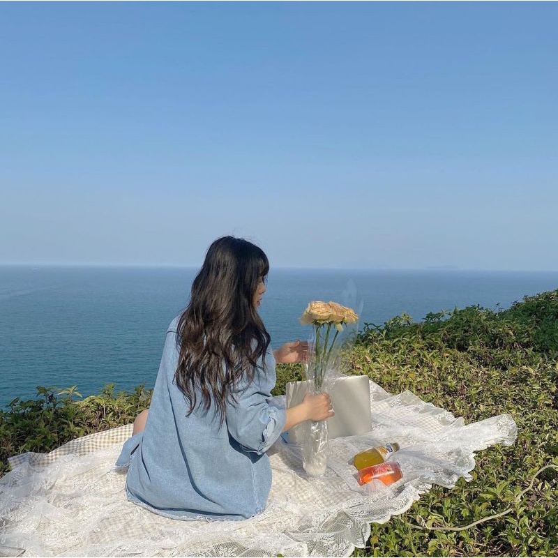 Khăn Ren Hoa Trải Picnic,dã ngoại, có viền sẵn