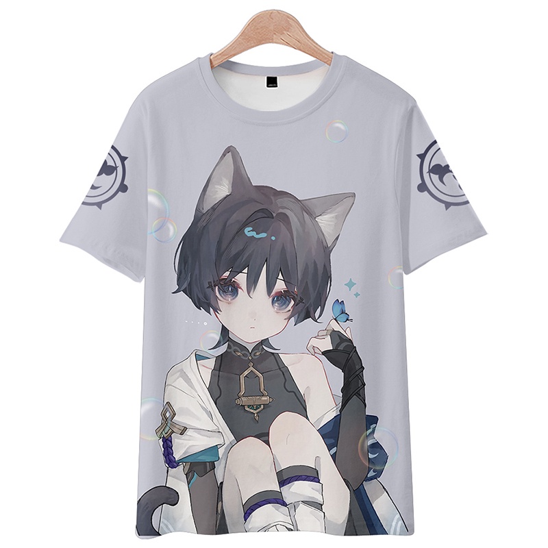Áo Thun Tay Ngắn In Hình 3D YYDS Genshin Va Chạm Wandererer Thời Trang Unisex Plus