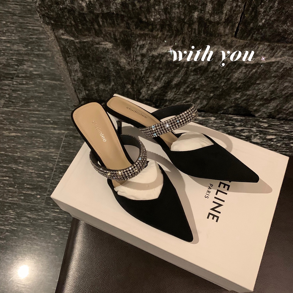 Aès Giày cao gót mũi nhọn thời trang cá tính cho nữ Thanh lịch Beautiful ins Phong cách B24G02U 36Z230909