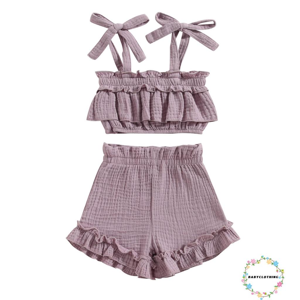 Set Áo 2 Dây + Quần Short Màu Sắc Đáng Yêu Cho Bé Gái