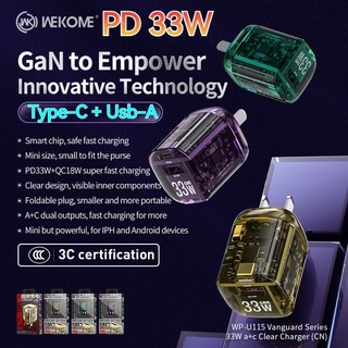 Wekome gan đầu sạc nhanh pd 33w cổng type c + usb 3,0 cho samsung củ sạc for iphone bộ sạc nhanh
