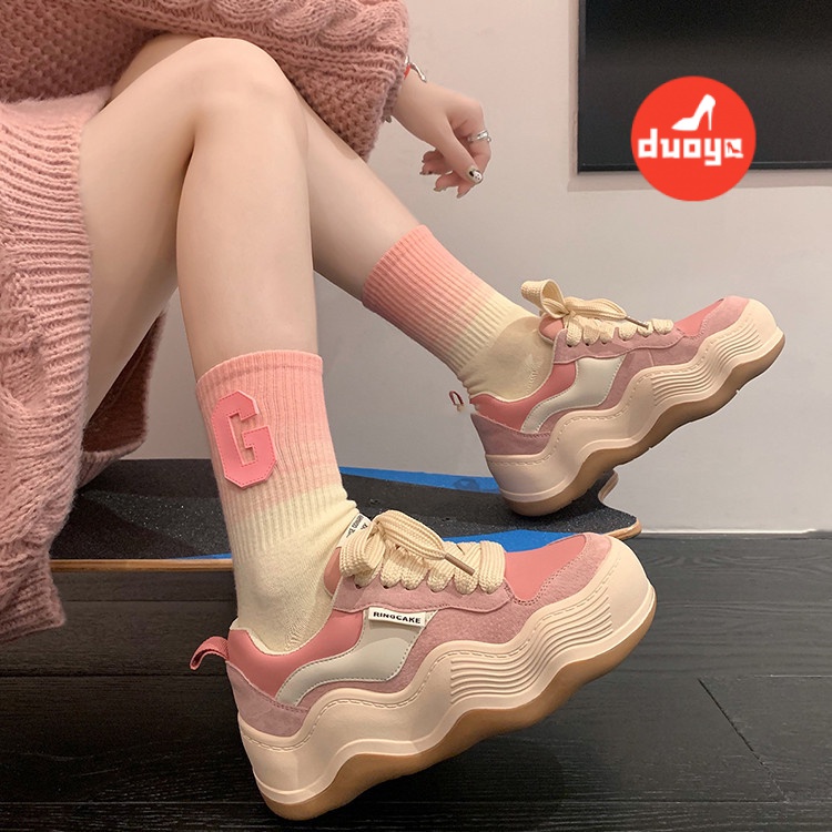 Duoya Factory Thẳng Hàng ~ [Hàng Có Sẵn] {} Giày Thể Thao Đế Dày Màu Cầu Vồng Ngựa Con ~ Giày Thể Thao Giản Dị Miễn Phí Vận Chuyển