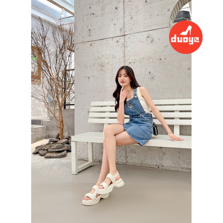 Duoya Tóc Thẳng ~ [Hàng Có Sẵn] Giày Sandal Đế Dày Có Khóa Kim Loại Bán Chạy Không Dễ Phai Màu Cho Nữ