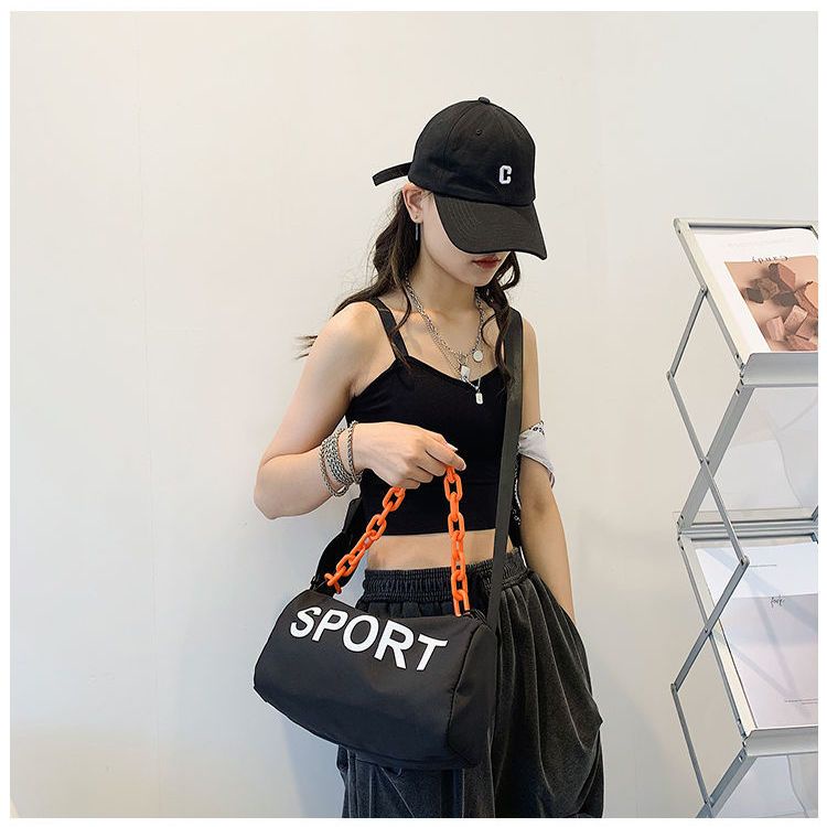 Niche Túi Đeo Chéo Vải Oxford Hình Trụ Đơn Giản Phong Cách Hip Hop Đường Phố Cá Tính Dễ Phối Đồ Cho Nam Và Nữ Haobing boutiqu