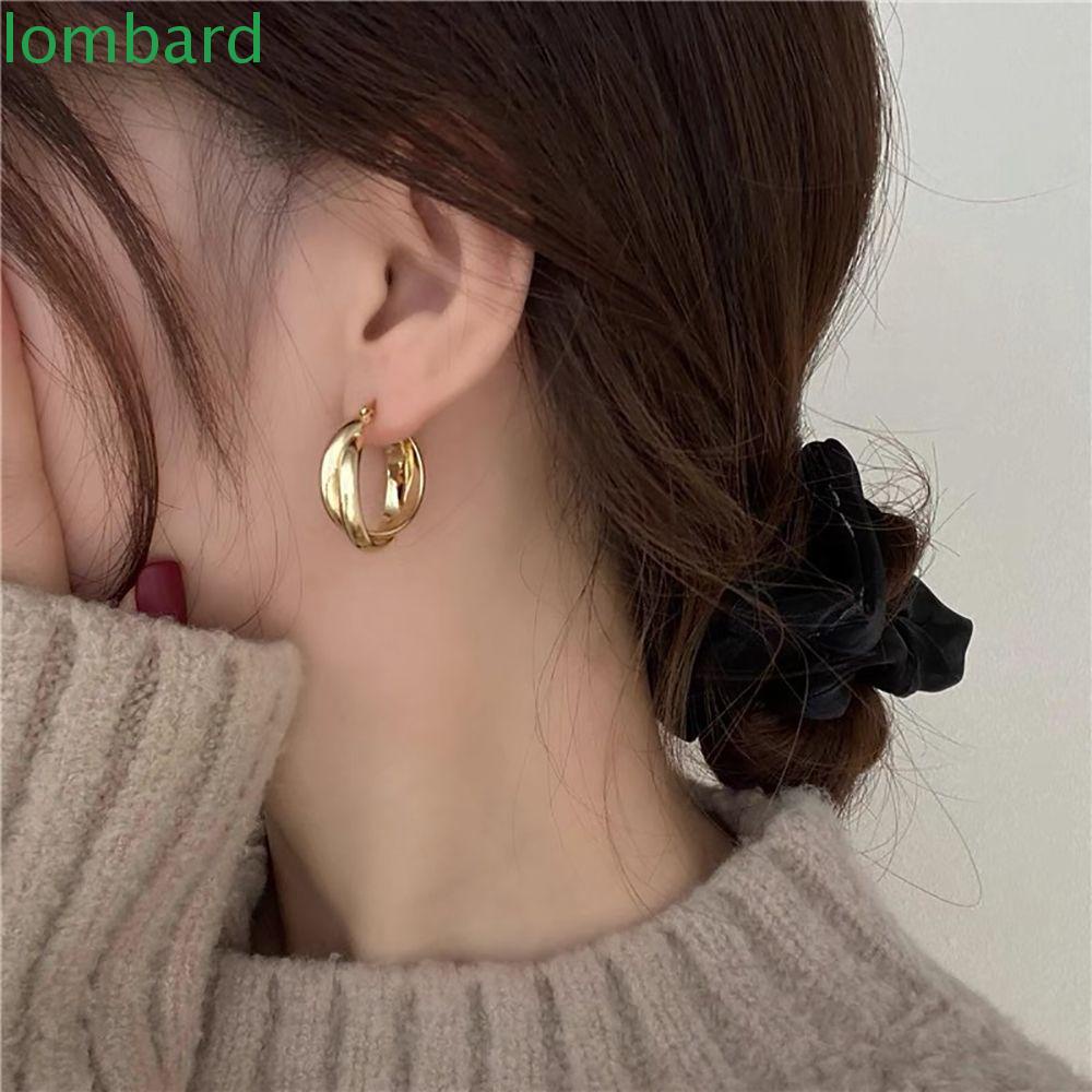 Bông Tai Hai Lớp Hình Chữ Thập Phong Cách Hàn Quốc Cho Nữ