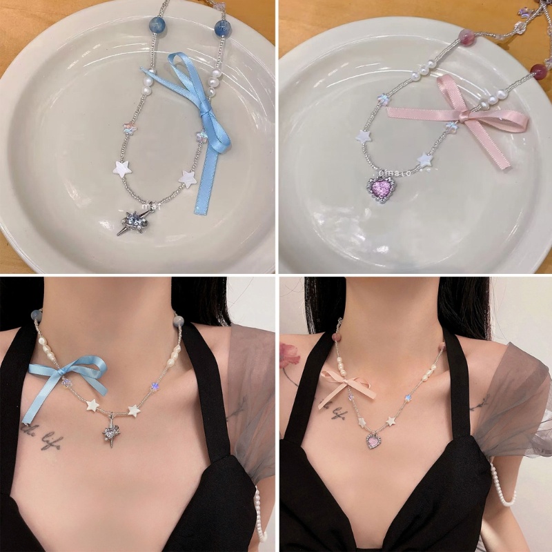 Vòng Cổ Choker Y2k Mặt Hình Trái Tim Và Nơ Bằng Hợp Kim Thời Trang Cho Tuổi Teen