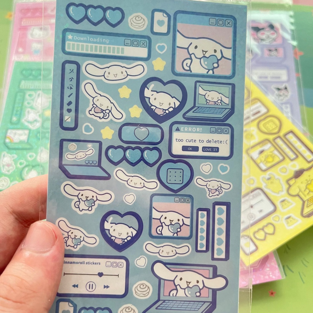 Sanrio Miếng Dán laser goo Hoạt Hình Dễ Thương Có Thể Gắn Vào Hành Lý Điện Thoại Có Thể Gắn Vào Va Li