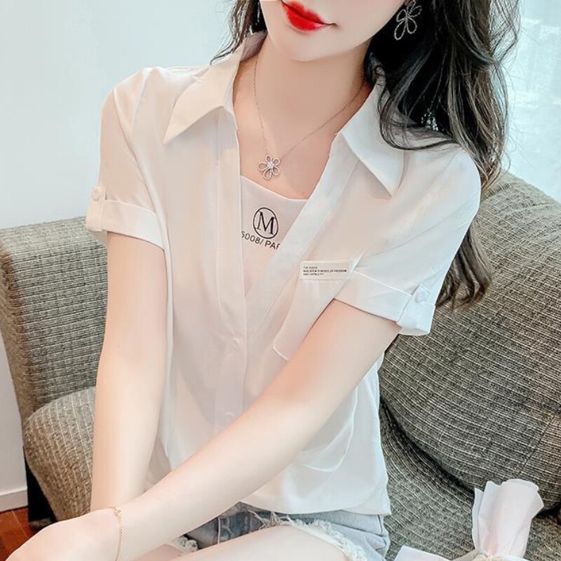 Áo Sơ Mi Tay Ngắn Phong Cách Hàn Quốc Thời Trang Mùa Hè Xinh Xắn Cho Nữ