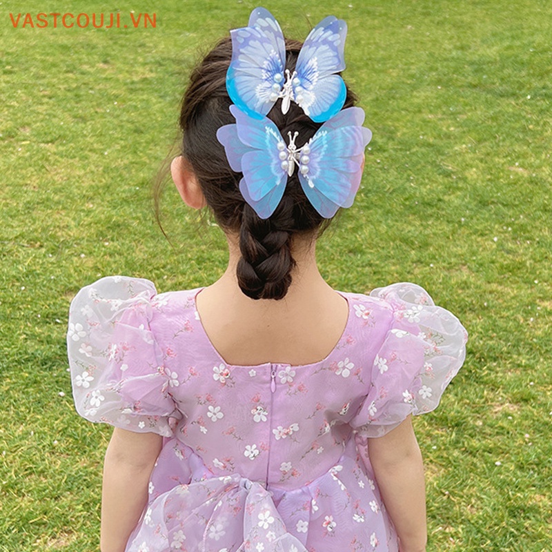 Kẹp Tóc Hình Cánh Bướm Đính Ngọc Trai Xinh Xắn Cho Bé Gái