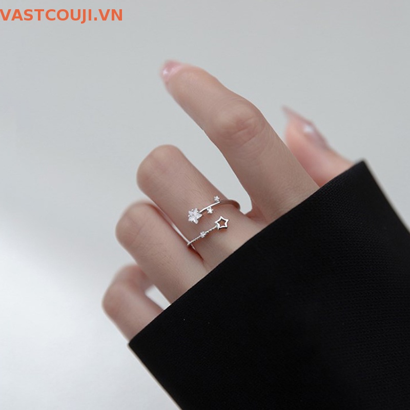 Nhẫn Hở Đính Đá Zircon Hình Ngôi Sao Lấp Lánh Tùy Chỉnh Thời Trang Cho Nữ
