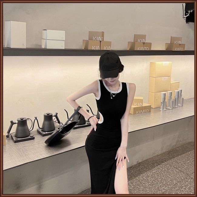 Đầm Midi Sát Nách Cổ Tròn Dáng Ôm Xẻ Tà Quyến Rũ Thời Trang Cho Nữ