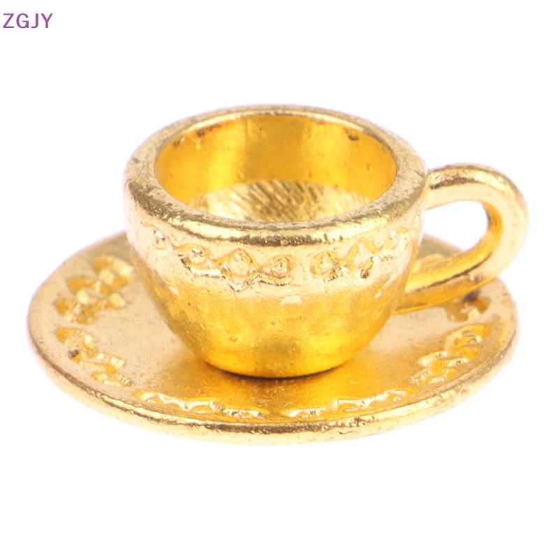 1 Bộ Ấm Tách Uống Trà Bằng Kim Loại Màu Vàng Đồng Trang Trí Nhà Búp Bê Mới