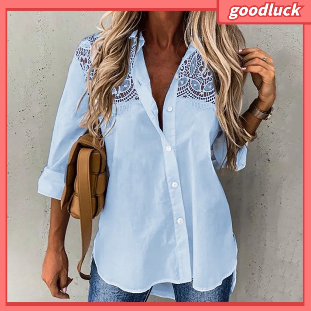 [ULK] Áo Sơ Mi Tay Dài Màu Trơn Khoét Lỗ Cài Một Hàng Khuy Quần Dài Vừa Vặn Thời Trang Mùa Xuân Cho Nữ