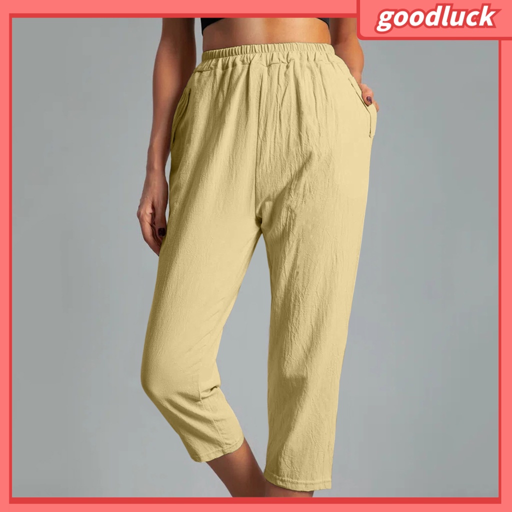 [ULK] Quần Dài Crop Top Màu Trơn Đơn Giản Dễ Phối Đồ Mặc Hàng Ngày Cho Nữ