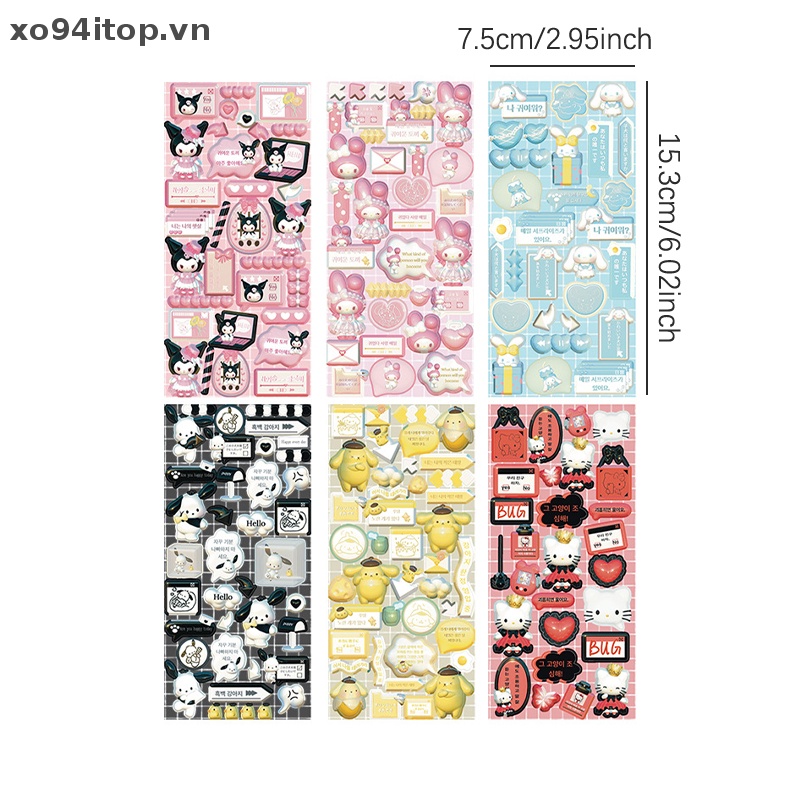 Set 2 Sticker Hello Kitty Bằng Pvc Trong Suốt Trang Trí Sổ Tay DIY