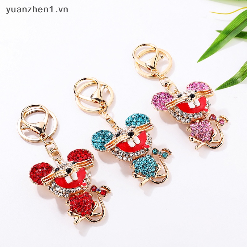 Móc Khóa Hình Chuột Đính Đá Nhiều Màu Sắc Dễ Thương