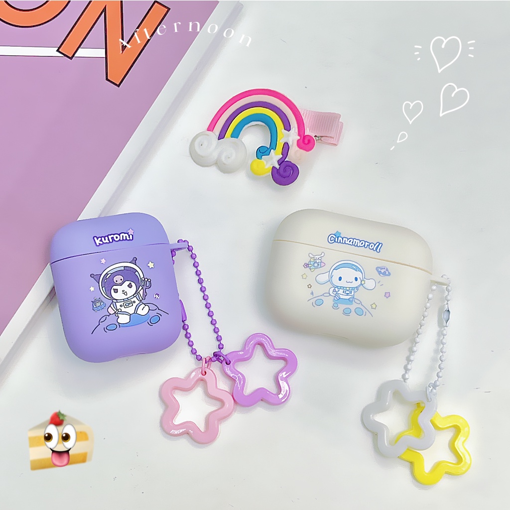 Vỏ Bảo Vệ Hộp Sạc Tai Nghe AirPods 1 2 3 Pro2 2022 Bluetooth Không Dây Chất Liệu Silicon Tpu Mềm Chống Trầy Xước Hình Phi Hành Gia Kuromi Hoạt Hình Dễ Thương