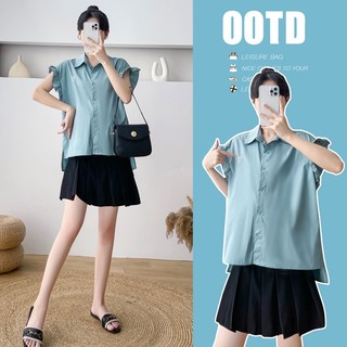 Set áo thun ngắn tay + chân váy xếp ly thời trang cho mẹ bầu