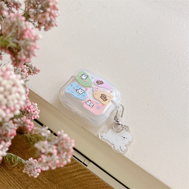 Vỏ Bảo Vệ Hộp Sạc Tai Nghe Bluetooth Không Dây Airpods1 / 2 3 Pro Pro2 Air Pods Pro 3 Hình Chú Chó Dễ Thương Ốp