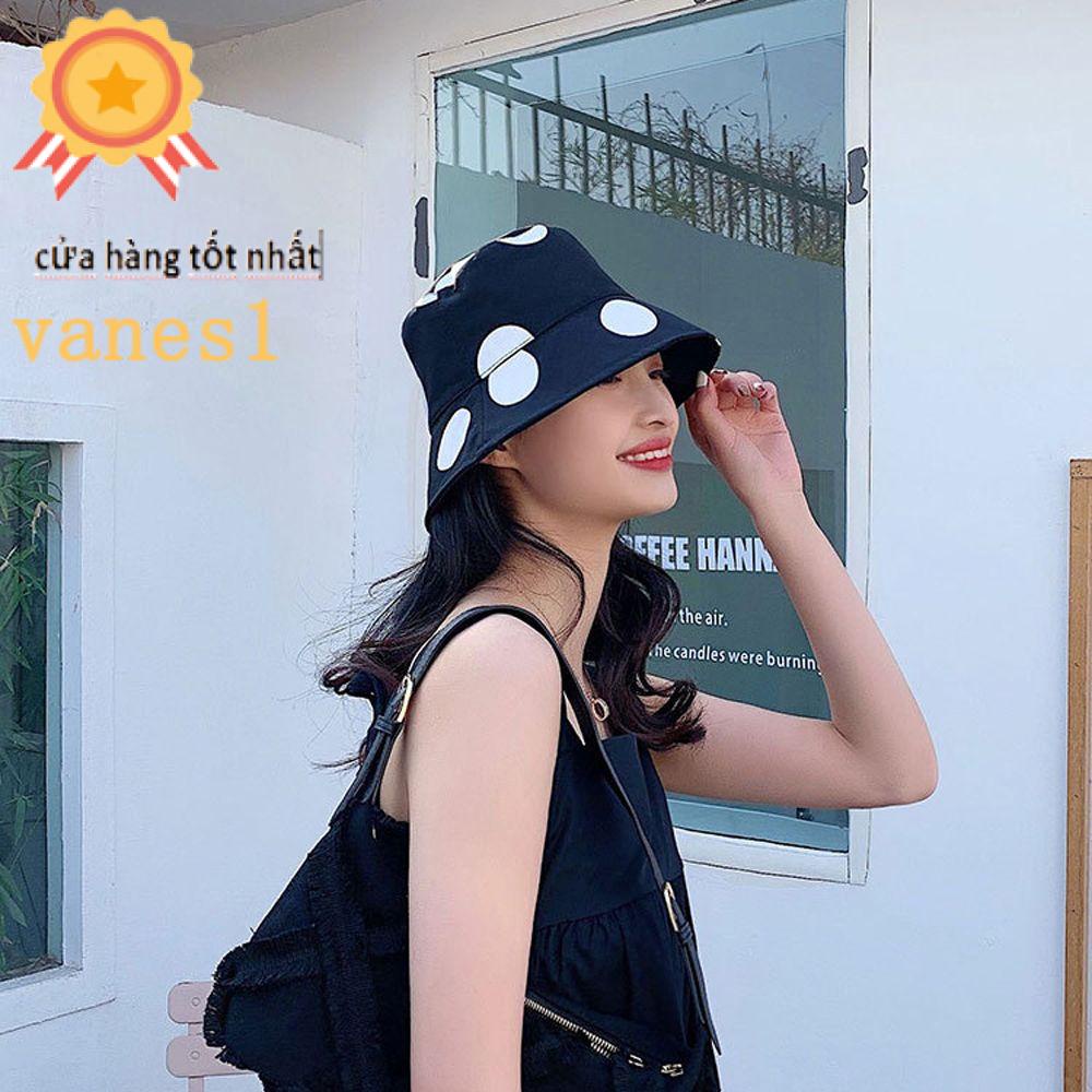 Mũ Bucket VANES1 Vải Cotton Màu Trơn Thời Trang Mùa Hè Phong Cách Hàn Quốc