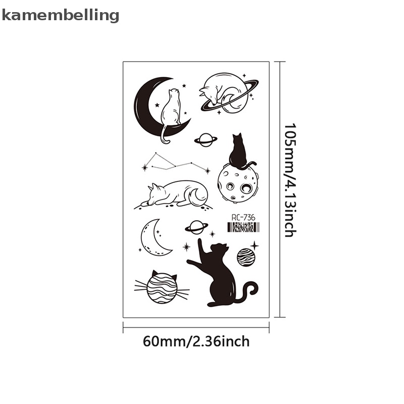 Kamembelling Hình Xăm Dán Tạm Thời Họa Tiết Động Vật Màu Đen Cho Nam Và Nữ