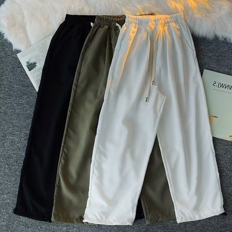 Quần Dài Dáng Rộng Mỏng Màu Sắc Đơn Giản Có Dây Rút Dễ Phối Đồ Thời Trang Cho Nam