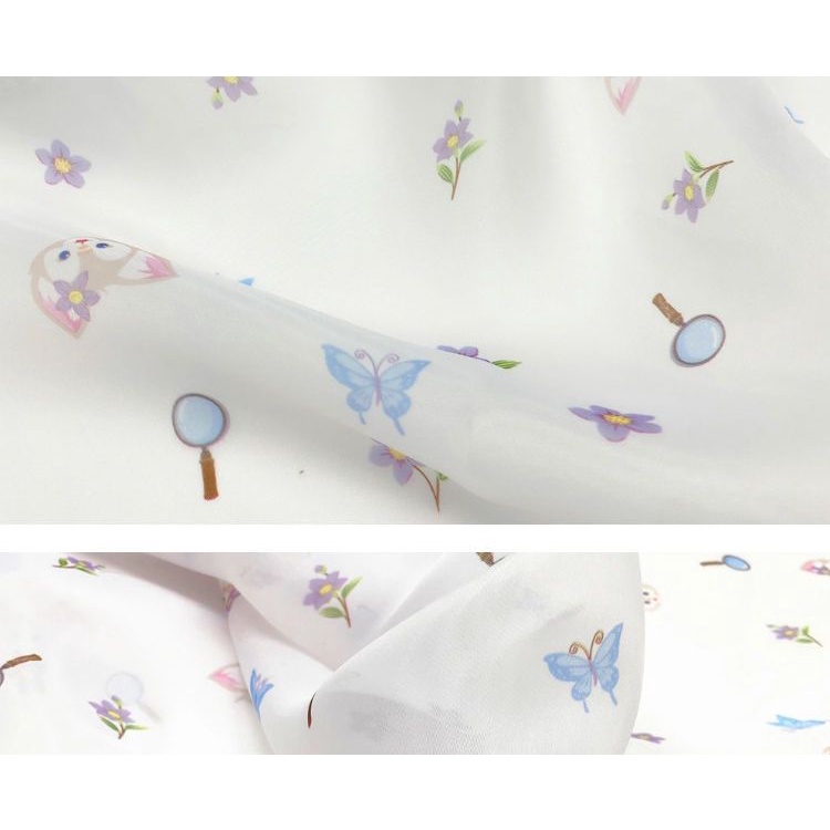 Vải Lụa Organza In Họa Tiết Hoa Dành Cho May Đầm Trẻ Em