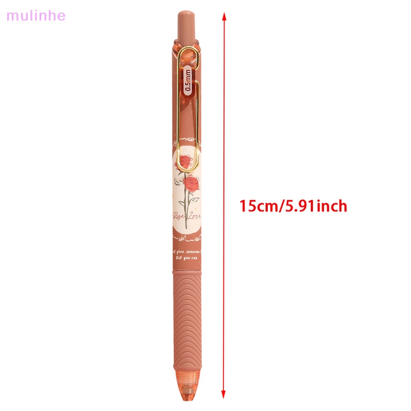 Bút Bi Mực Đen Ngòi 0.5mm In Họa Tiết Hoa Hồng Và Hoa Phong Cách Retro