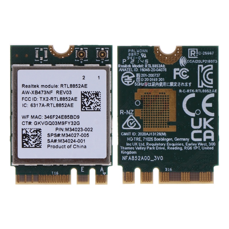 Thẻ Wifi Băng Tần Kép RTL8852AE 5GHz 2.4GHz 6 Lá 1800Mbps BT5.2 802.11AX NGFF M.2 Cho Windows 10 / 11