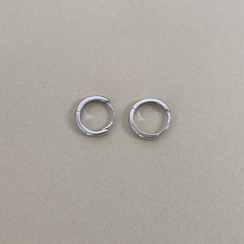 Bông Tai Mạ Bạc 925 Hình Tròn Trơn Đơn Giản Xinh Xắn Dành Cho Cặp Đôi