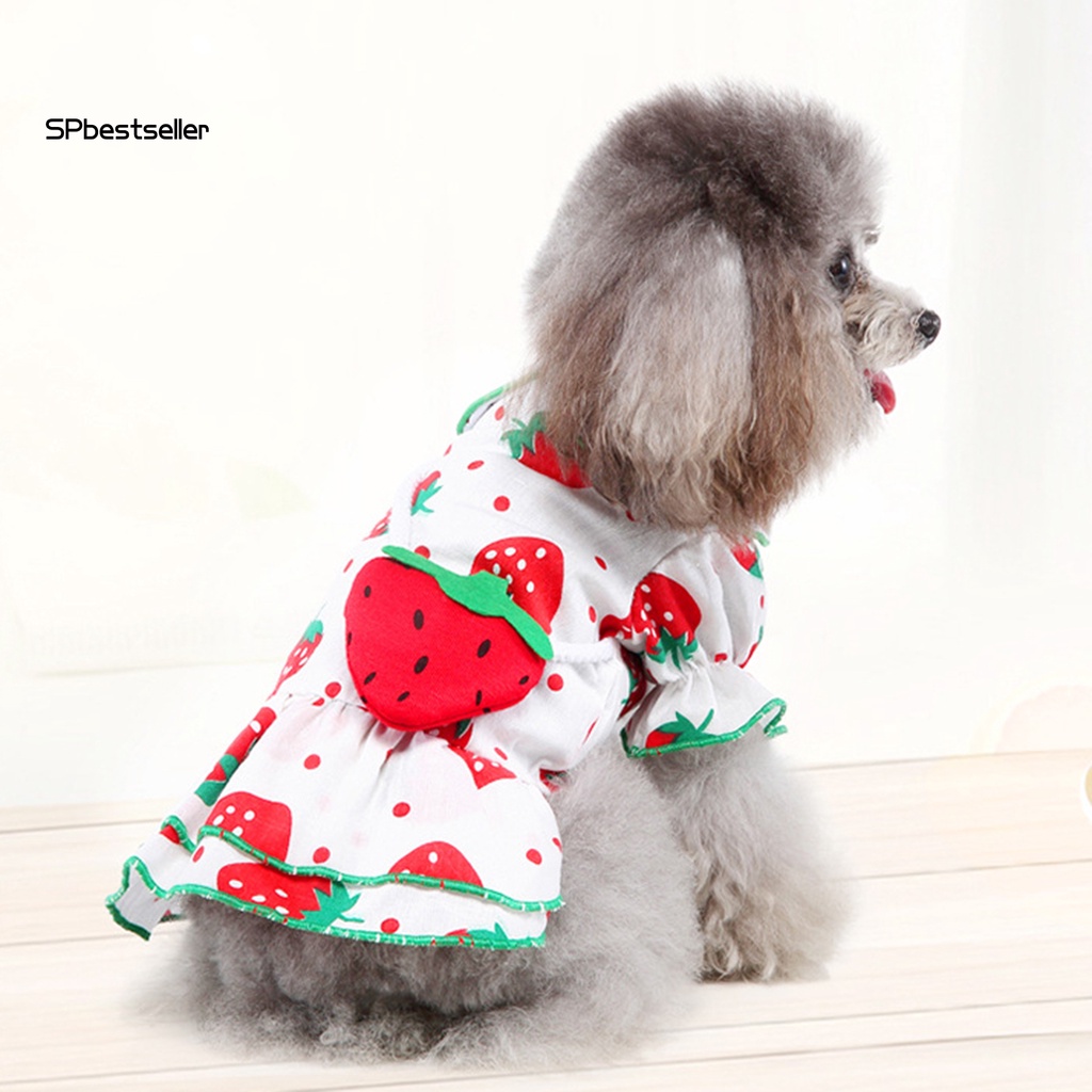 Áo Thun In Hình Trái Dâu Dễ Thương Thoải Mái Bảo Vệ Cho Thú Cưng