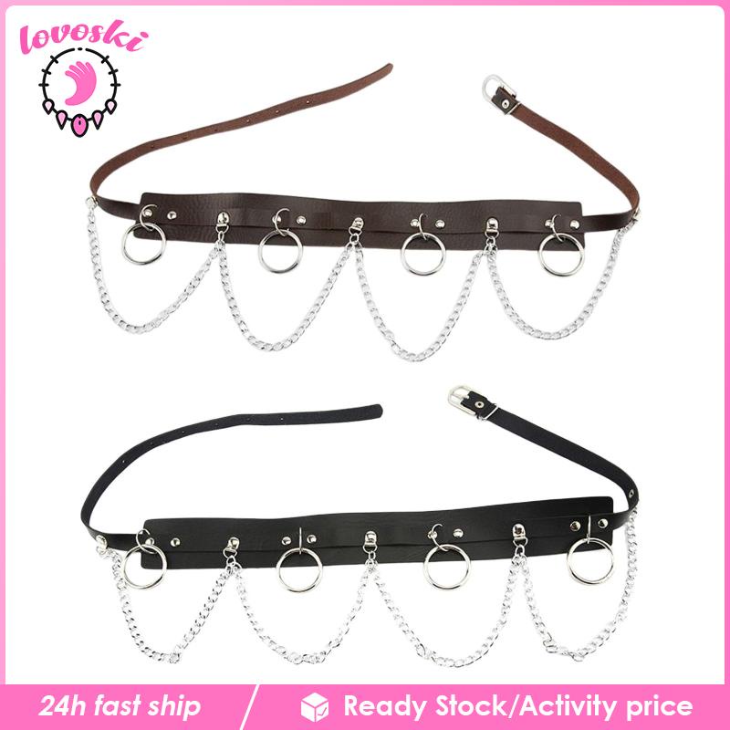 Thắt Lưng Bằng Da PU Phối Dây Xích Dành Cho Nhảy Disco